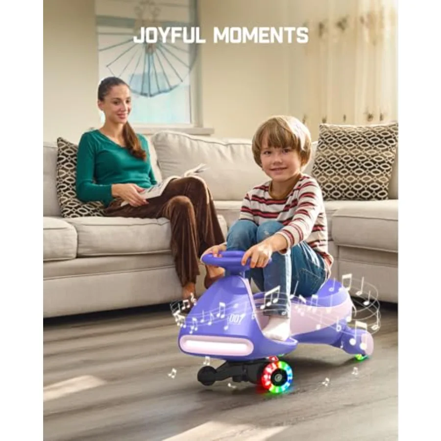N7 Classic Electric Wiggle Car with Pedal, Rechargeable Battery, Ride on Toys, Swing Car, 2 Speeds, Anti-Rollover, Flashing Light Wheels, Bluetooth, Ages 3+, 150 Lbs, Pink view 5