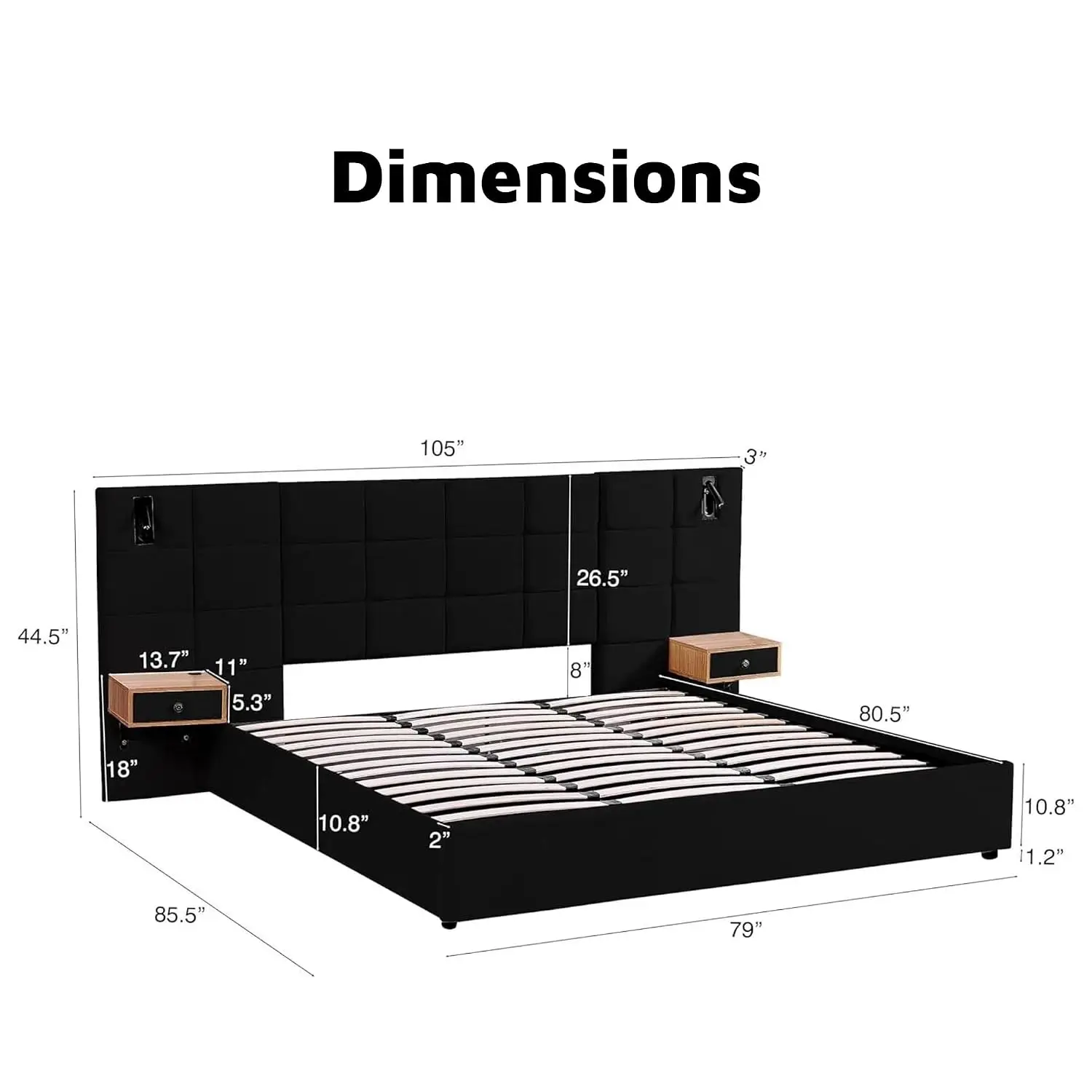 Velvet King Bed Frame Hydraulic Lift Storage LED Light USB Shelf No Box Spring Platform Beige, Customized