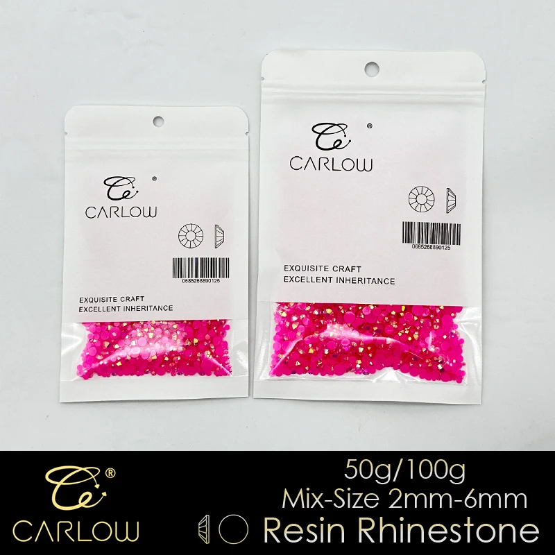 

CARLOW Mix Size 2mm-6mm Resin Rhinestones 50g/100g Flat Back Color Beads for Crafts Decoration Link 2