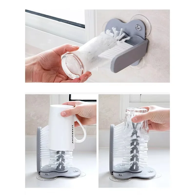 

Sink Water Bottle Cleaning Brush Glass Cup Brush Goblet Mugs Cleaner Strong Suction Lazy Clean Brush Cup Glass Bar Kitchen Tools