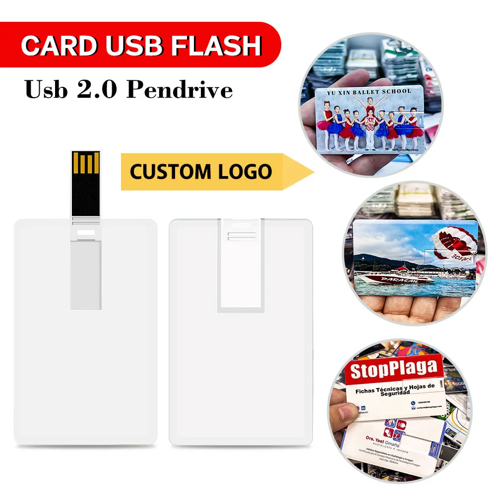 10/50/100PCS Free Print Logo 128MB 4GB 8G 16G 32G USB2.0 Flash Drive 64G 128G Credit Card Pendrive Busines Name USB Memory Stick