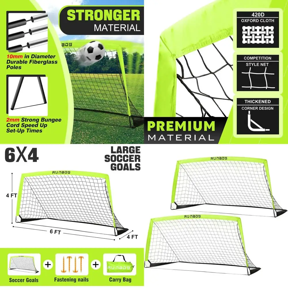 

Portable 6x4ft Soccer Goal with Carry Bag for Kids and Adults, Ideal for Indoor/Outdoor Practice and Training
