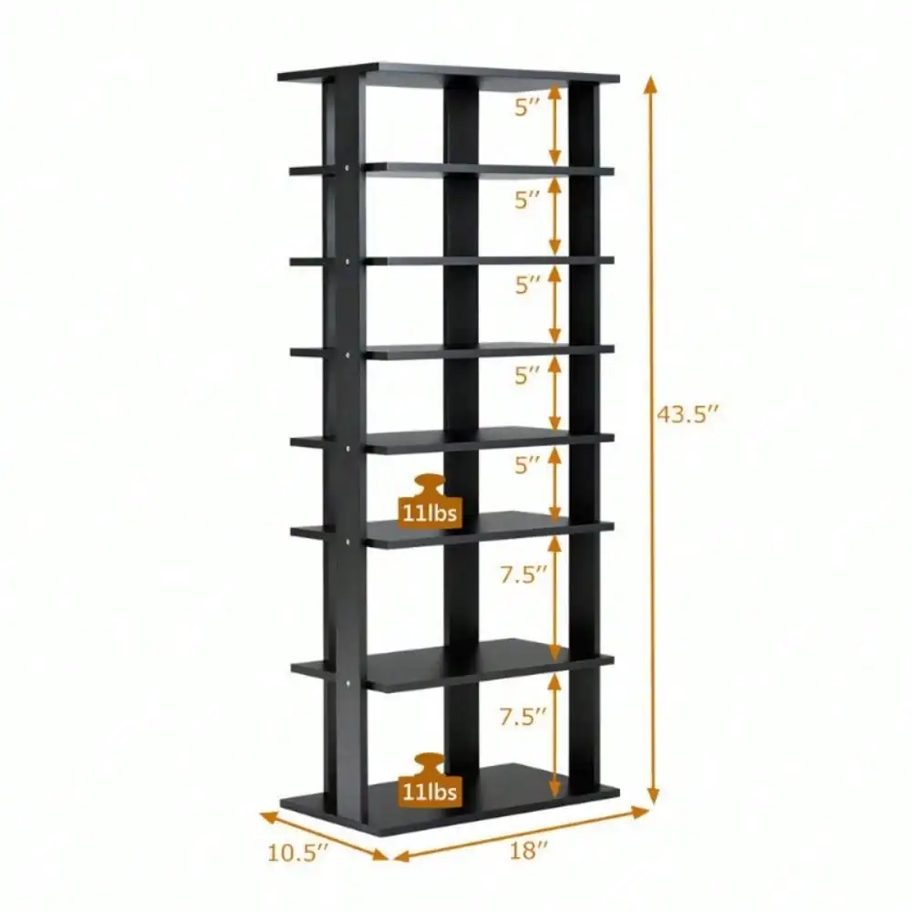 7-Tier Double Shoe Rack Free Standing Storage Cabinet Space Saver Tower Patented