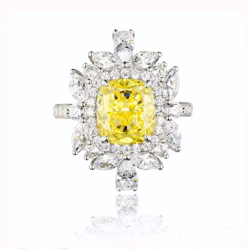 

Gorgeous Marquise CZ Cluster Yellow Square Rings Chic Fashion