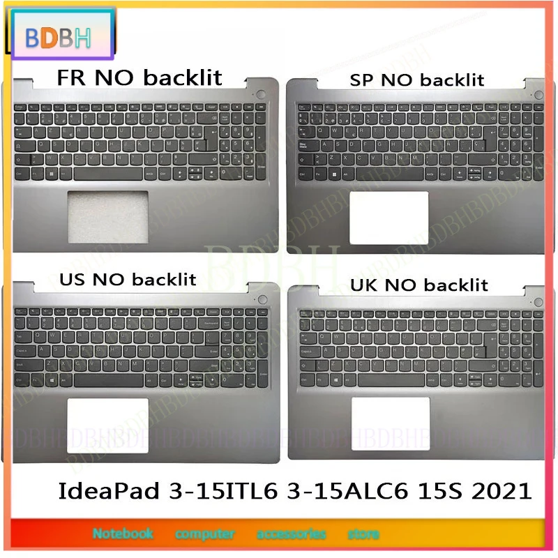 NEW For IdeaPad 3-15ITL6 3-15ALC6 15S 2021 US/UK/Spanish/French Keyboard Laptop Palmrest Upper Cover Case