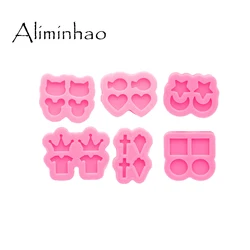 DY0890 Glossy Mini Stud Earrings Star/Moon/Mouse/Crown/Heart/Circle  Silicone Mold, Epoxy Resin DIY Craft Jewelry