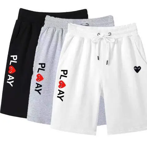 Kawaku Hongxin Baoling Pure Cotton Terry Shorts Men's Women's Love Sweatpants Five-point Pants Casual Pants Medium Pants Tide