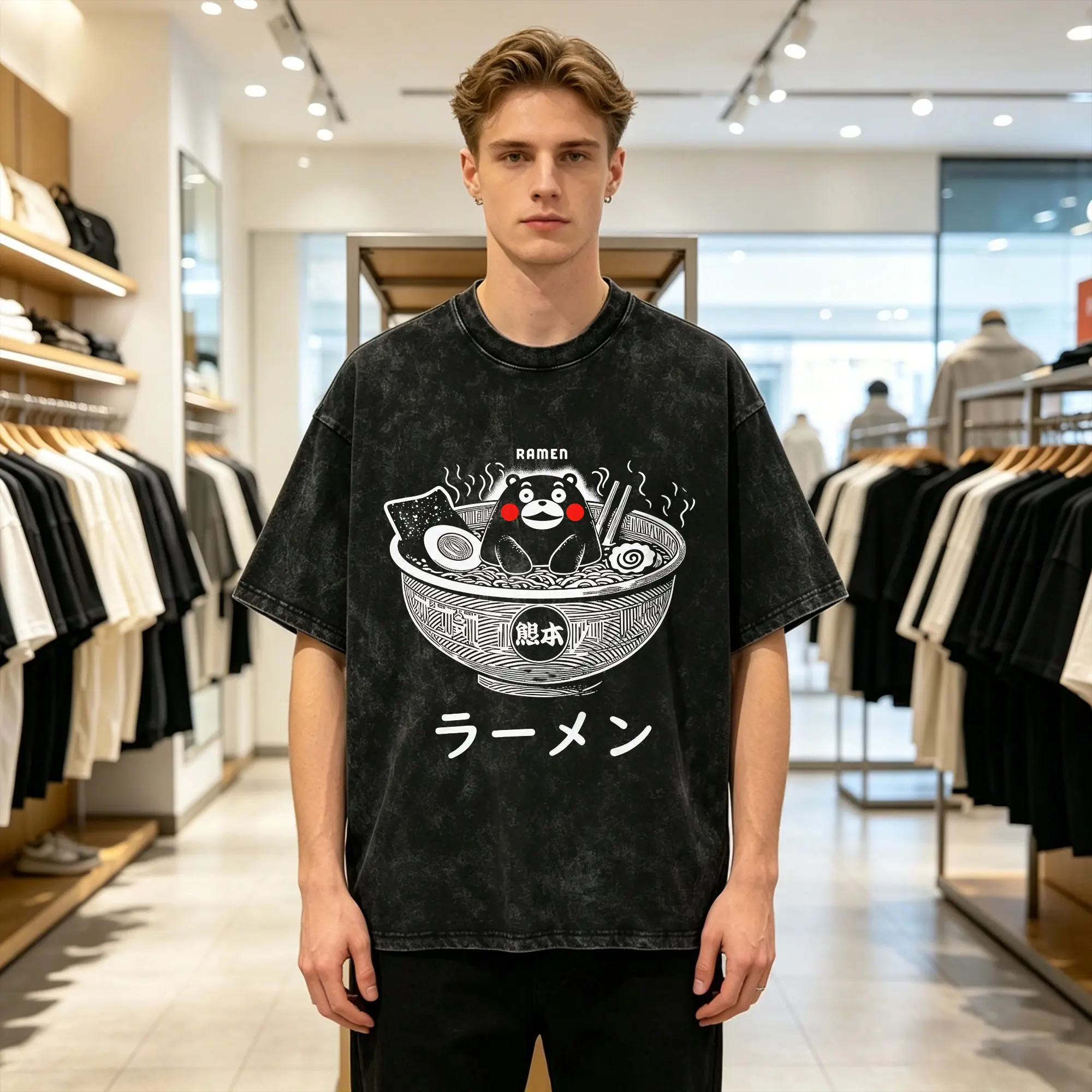 Men Women T Shirt Satanic Bear Washed T Shirts Novelty  Summer Tees Y2K Basic Print Cotton Tops Dropshipping