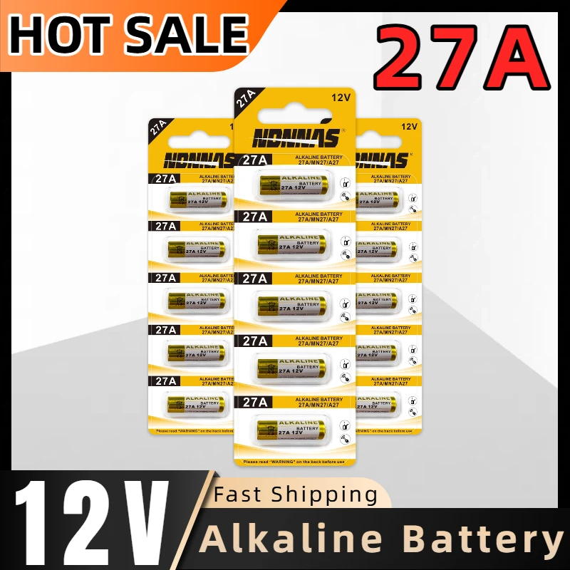 5-50PCS 27A 12V Alkaline Dry Battery Replacement for Doorbell Car Key Calculator TV AC Remote Control Small Electronic Devices