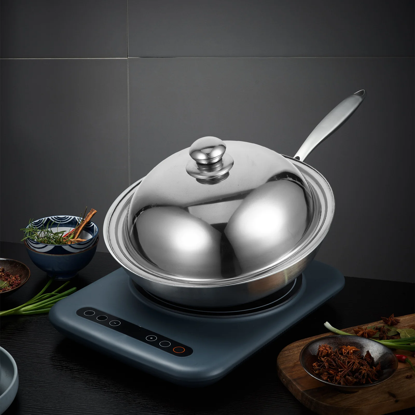 

Stainless Steel Pot Lid Round Pan Cover Frying Pan Lid Kitchen Use Metal Pot Cover Easy to Clean Heat Resistant