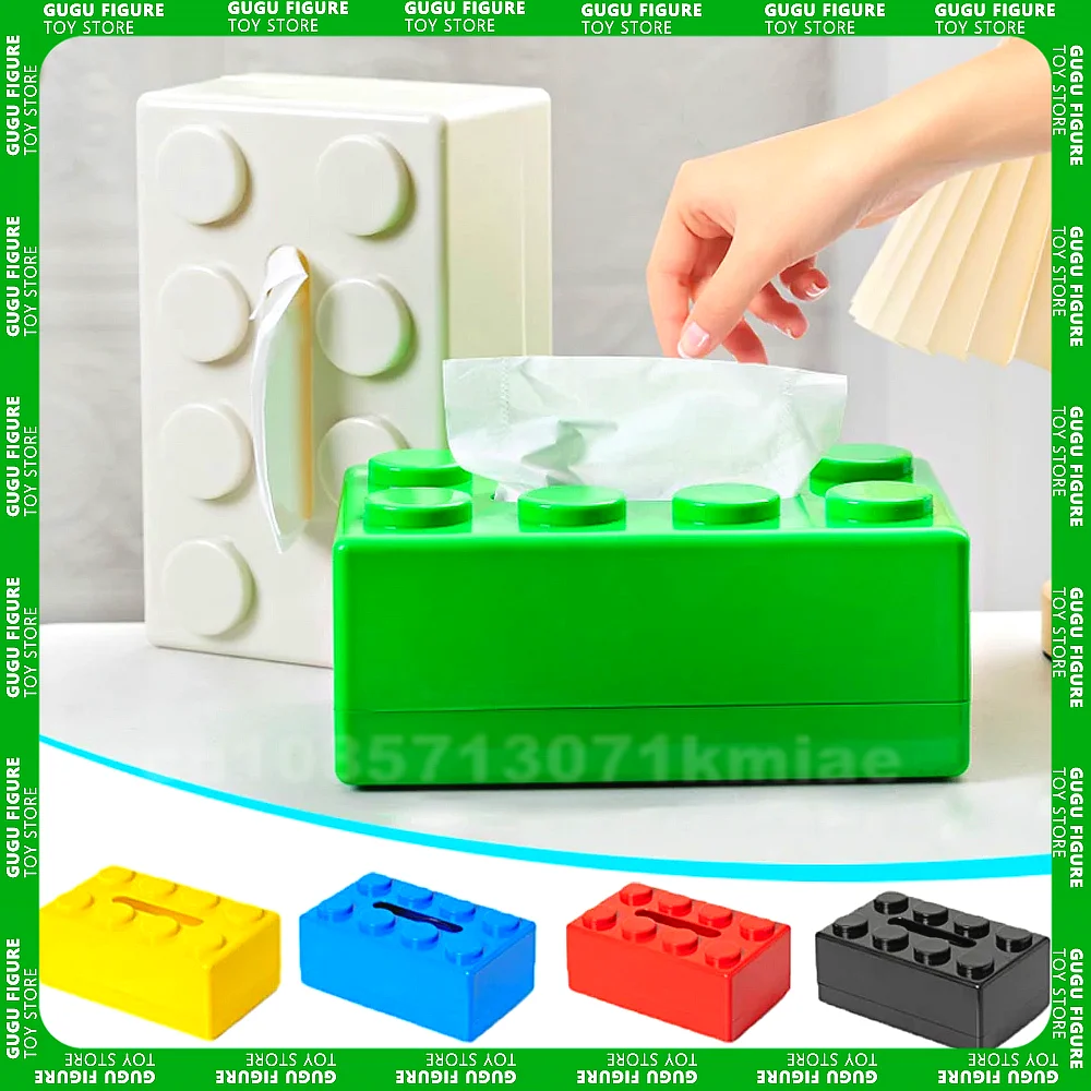 Building Blocks Tissue Box Creative Punch-free Wall-mounted Tissue Box Spring Paper Towel Holder Bathroom Waterproof Tissue Box