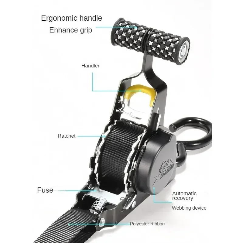Auto Straps For Cargo Tape Retractable Belts For Motorcycles Ratchet Strap For Load Luggage Strap Ratchet Tensioner Belt For Car image 5