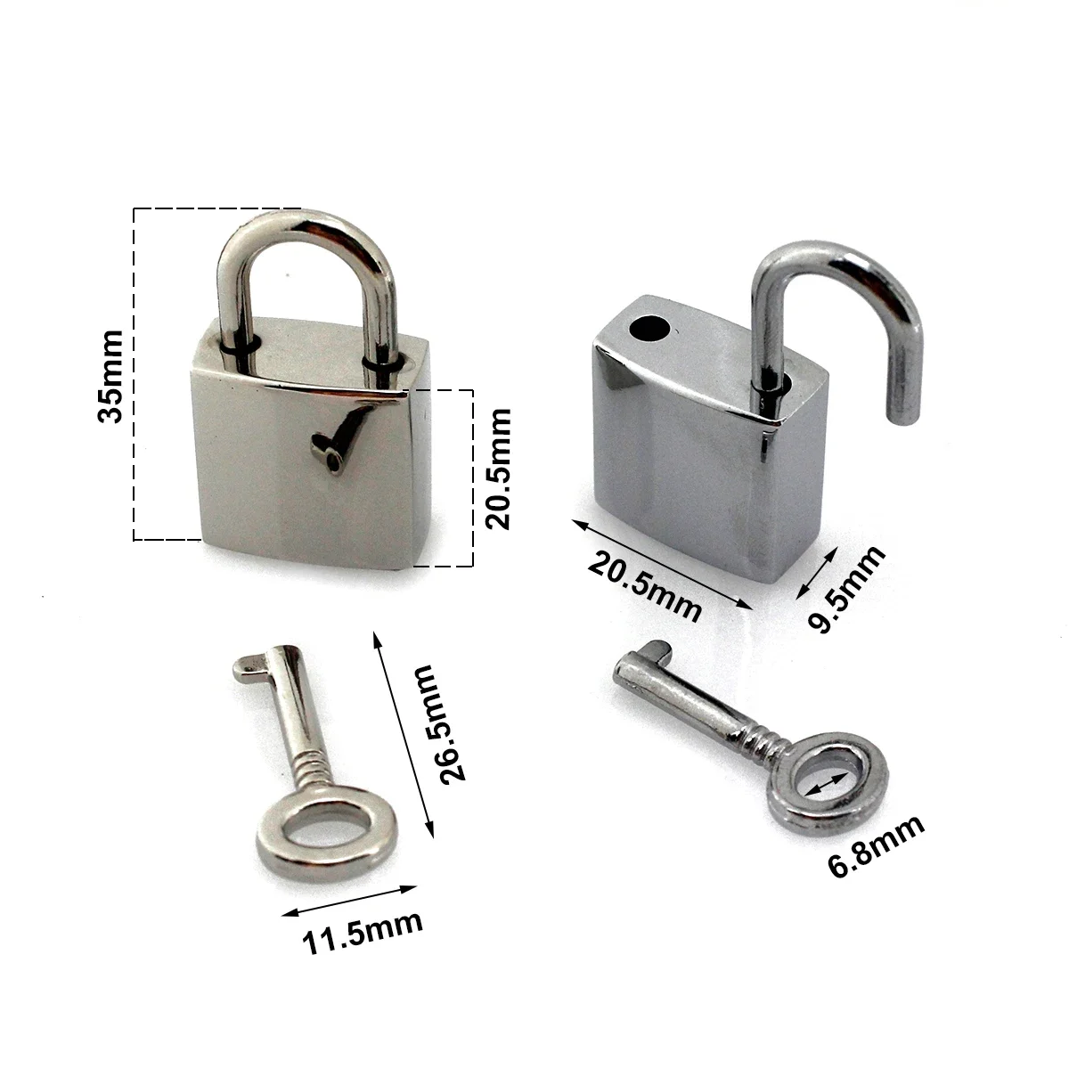 1piece Metal Square Padlock with Key for Fashion Lock Buckle Luggage Lock Clasp DIY Bags Handbags Hardware Accessories