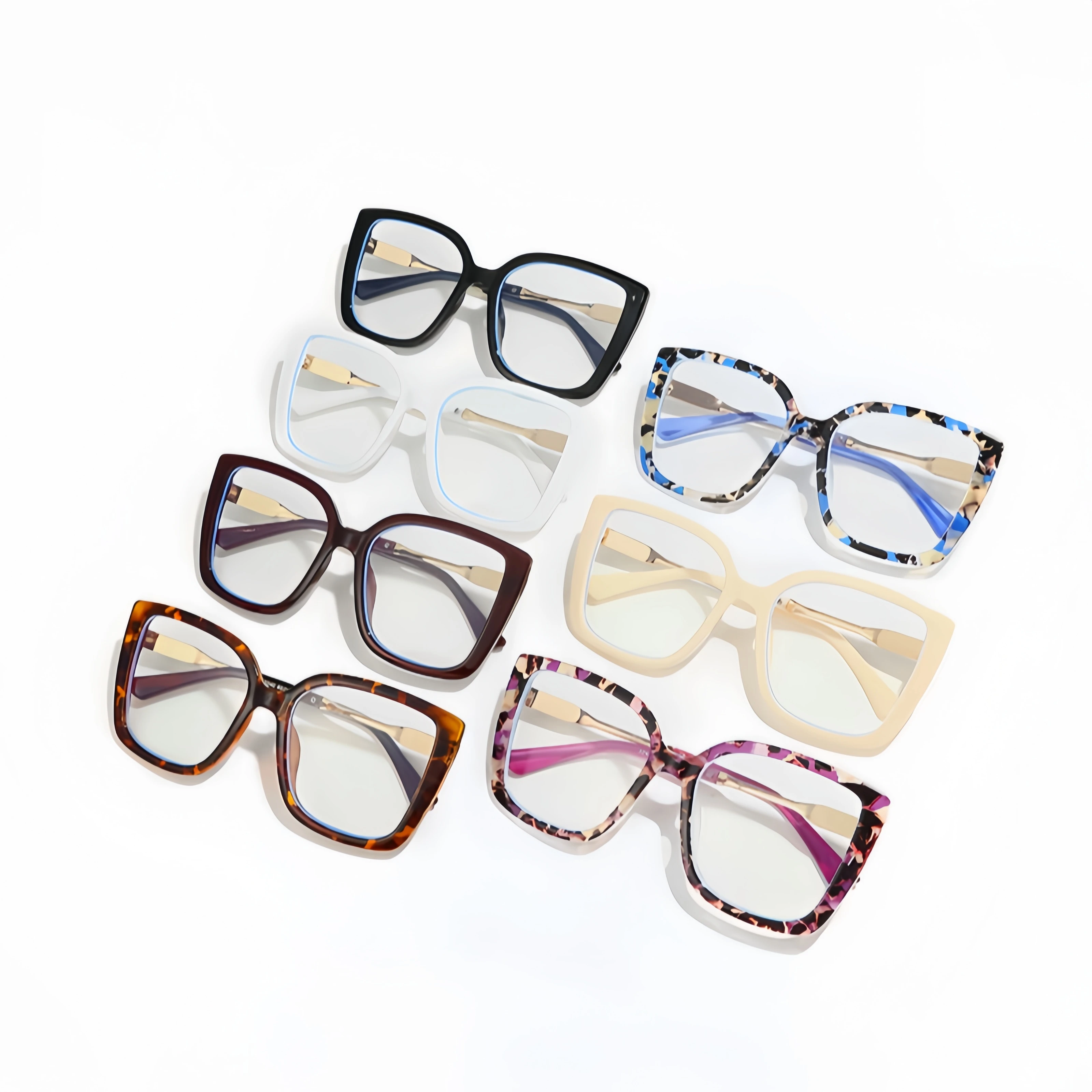 نظارات جديدة بسيطة بإطار كبير مضادة للضوء الأزرق من أوروبا وأمريكا، نظارات عين القطة المزخرفة متعددة الاستخدامات للسيدات #3