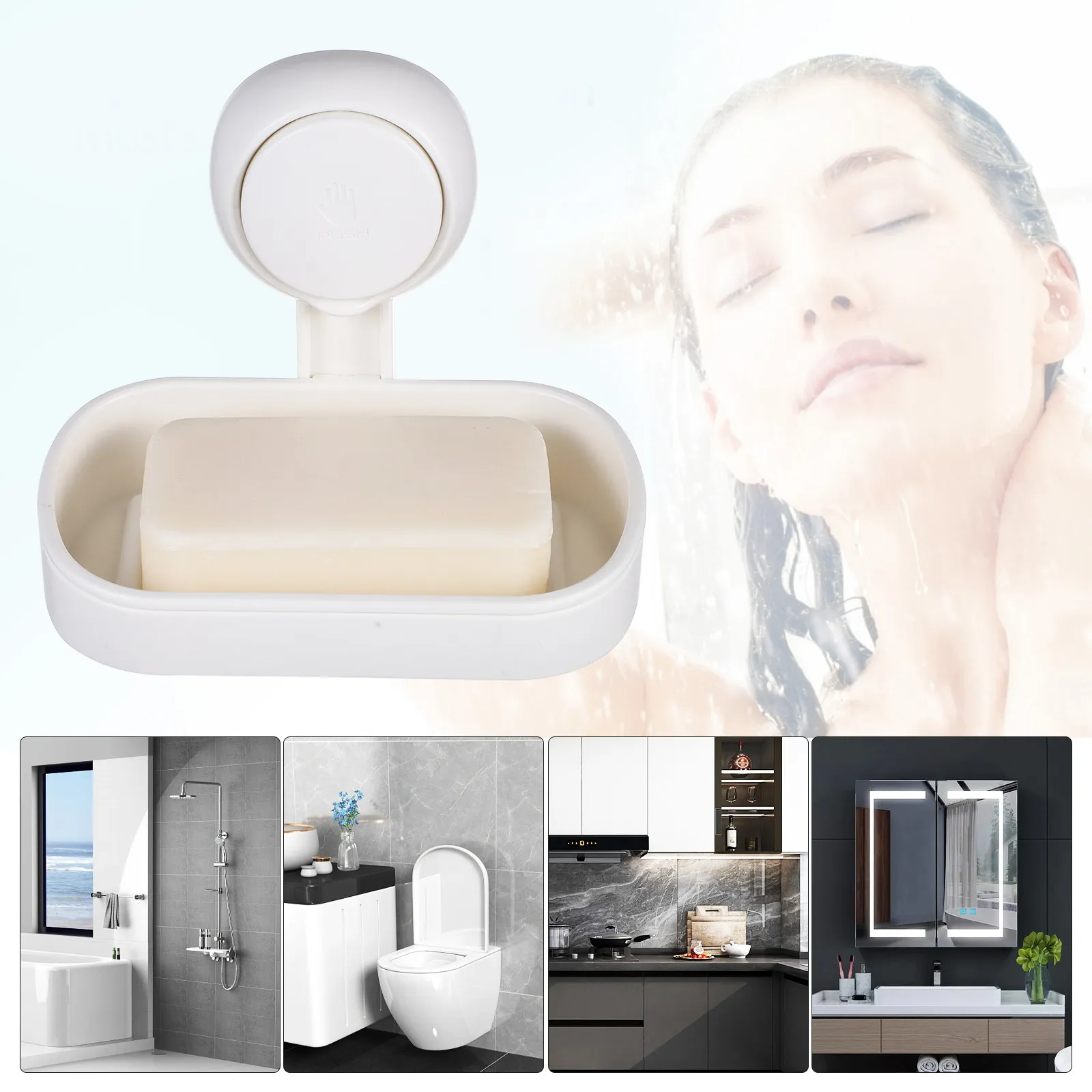

Suction Cup Soap Holder Innovative No Drilling Shower Wall Mount Soap Dish Drainage Storage Tray Bathroom Supply