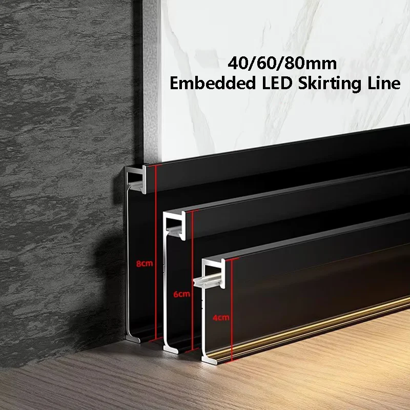 

Embedded Aluminium Profile Skirting Line Floor Baseboard Channel Silicone Diffuser Wall Corner Trim Linear LED Bar Strip Lights