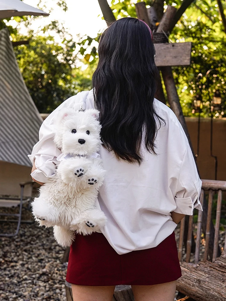 2025 New Fashionable Original Cartoon Cute Simulation Doll Plush Doll Dog Shaped Design Pure Handmade Backpack For Women Trendy