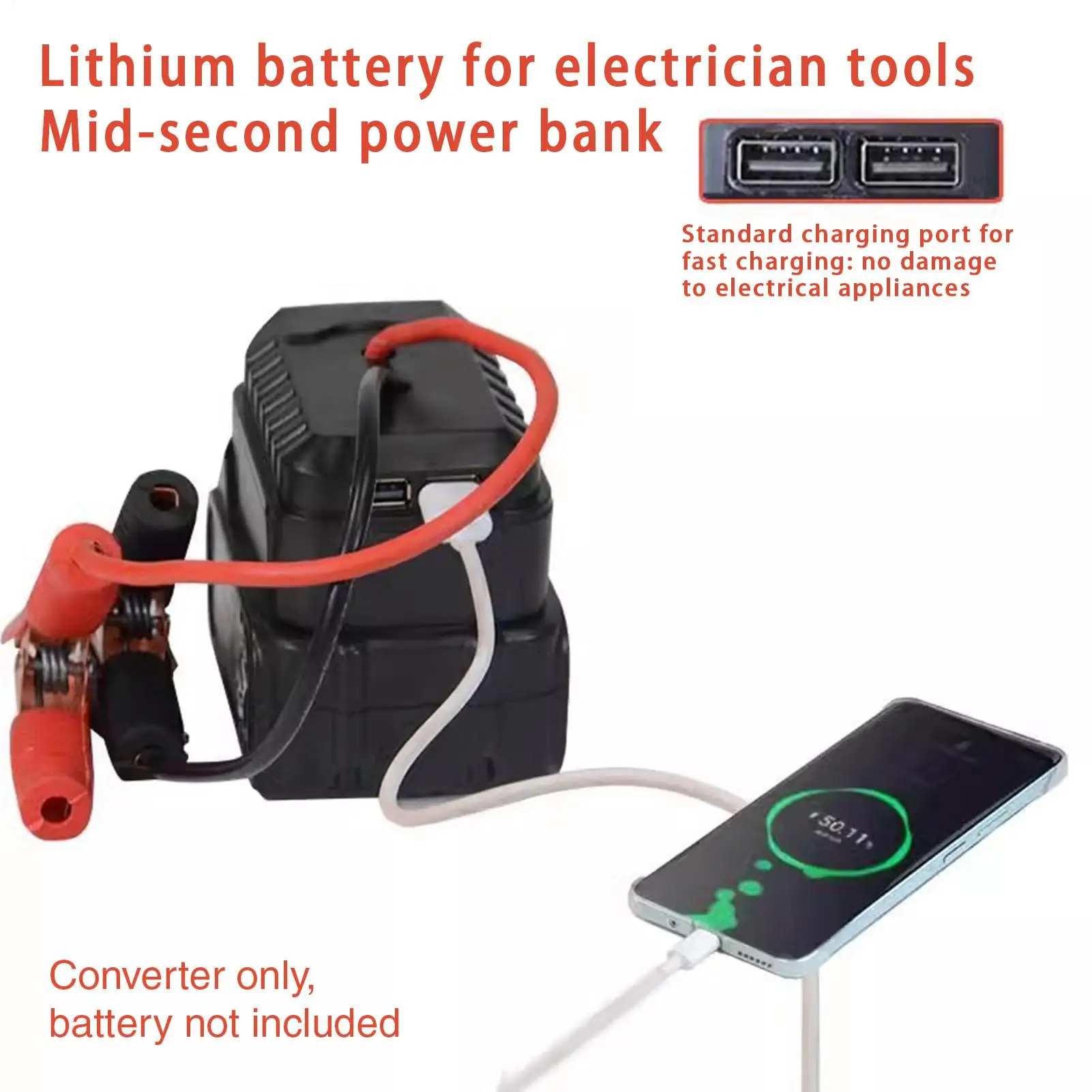 Car Jump Starter Converter: Car Emergency Starter for Lithium Battery Booster, Applicable to Converter Charger, Emergency Start