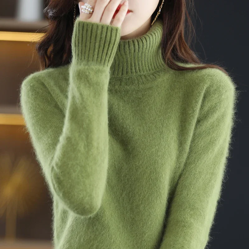 WinvyNee Women Clothing Mink Cashmere Thick Sweater Casual Long Sleeve Tops Turtleneck Jumper Soft Warm Pullover Winter A1248010