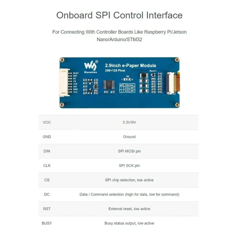 Módulo papel eletrônico 2.9 "tela spi 296x128 pixels tricolor vermelho branco preto tela forraspberrypi spi e-ink longa