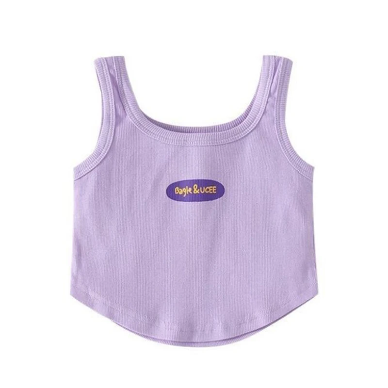 Baby Girls Fashion Suspender Tops Summer Thin Letter Print Slim Vest Kids Sweet And Cute Soft Skin-friendly Casual Clothing