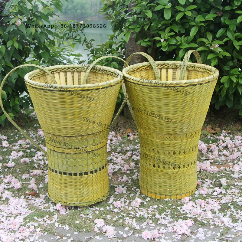 Handmade bamboo woven large back basket back style dance props for home use