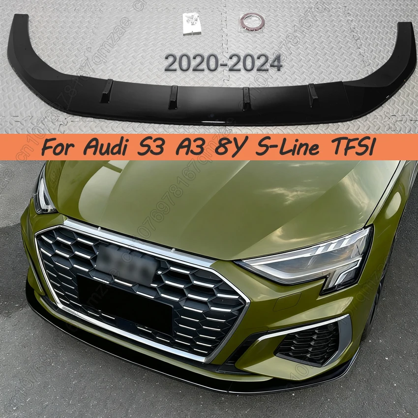 

Передний бампер Canard Lip для Audi S3 A3 8Y S-Line TFSI 2020-2024, нижний разветвитель, диффузор, внешний обвес, тюнинговая отделка, черный блеск