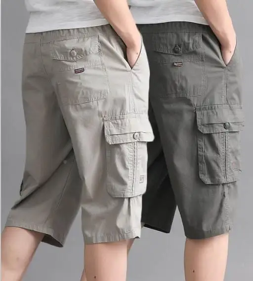 

Summer Men's Casual Suit Shorts Middle-Aged Loose Seven-Five Dad Pants Straight Leg Seven-Five Khaki Green Black Coffee Color