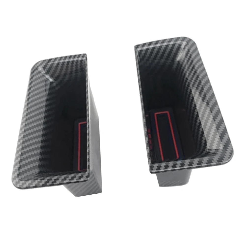 Car Carbon Fiber Door Handle Storage Box Side Armrest Door Bin Black for Ford Escape KUGA 2020