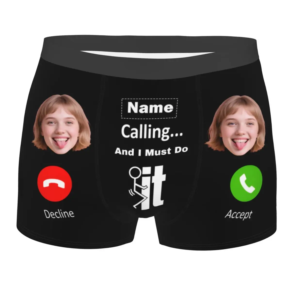 Personalized Custom Face Photo Boxers Briefs Male Breathable Design Your Own Name Underwear Valentine's Day Wedding Gift