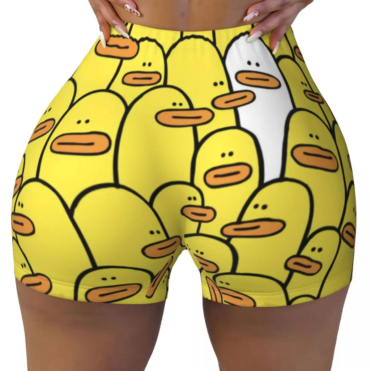 Custom Yellow Classic Rubber Duck Gothic Workout Running Volleyball Shorts Women Gym Yoga Shorts