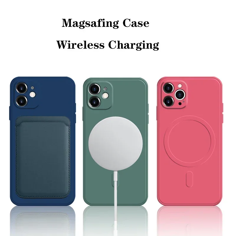 Original Liquid Silicone Case for iPhone 15 14 13 12 Mini 11 Pro Max X XR XS Plus For Magsafe Magnetic Wireless Charge Cover