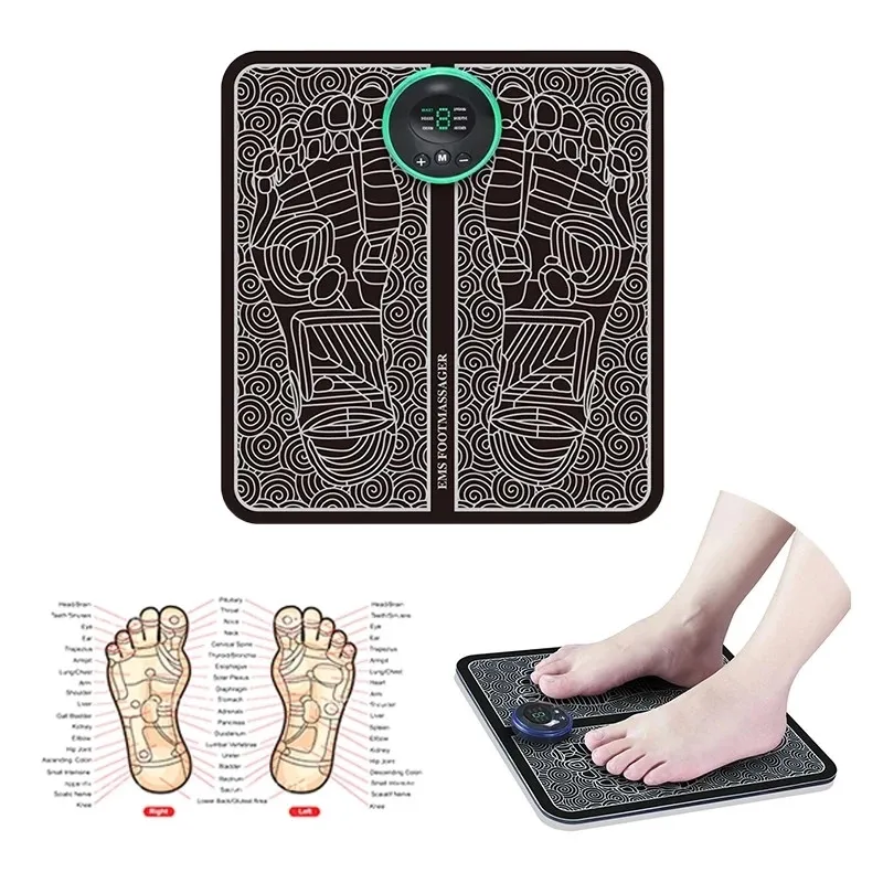 EMS Electric Foot Stimulator Massager Folding Portable Electric Massage Mat Full Automatic Circulation Massage for Men & Women