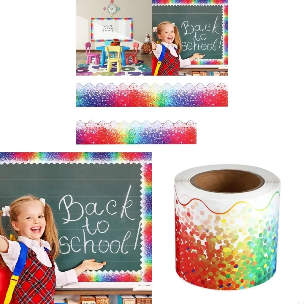 M5TB Vibrant Rolled Border Sticker with Confetti Design Classroom Decoration