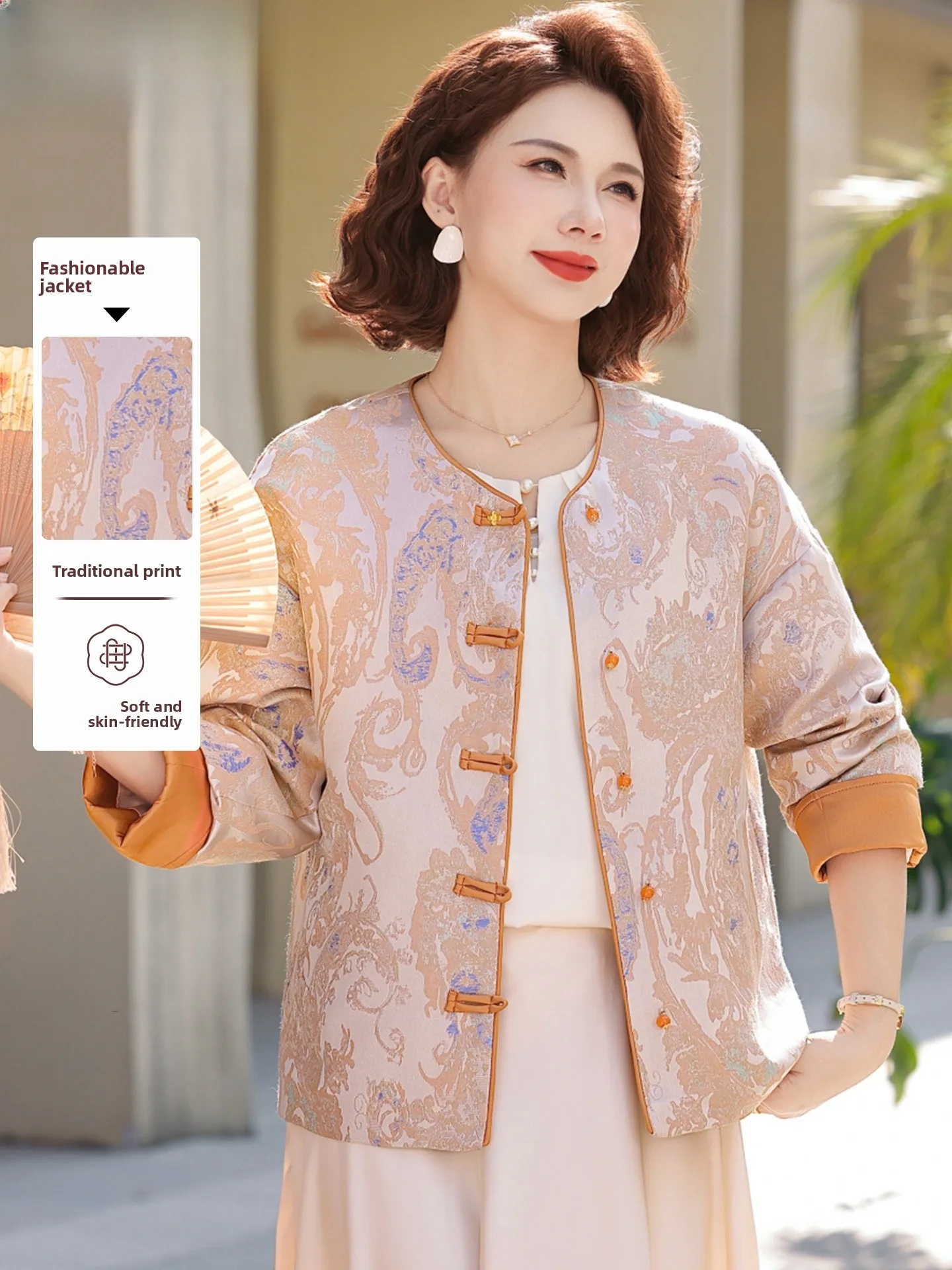 

New Chinese Sle Spring Outerwear Floral Embroidery Tang Suit Women's Jaet for Middle-Aged And ly Warm Lightweight