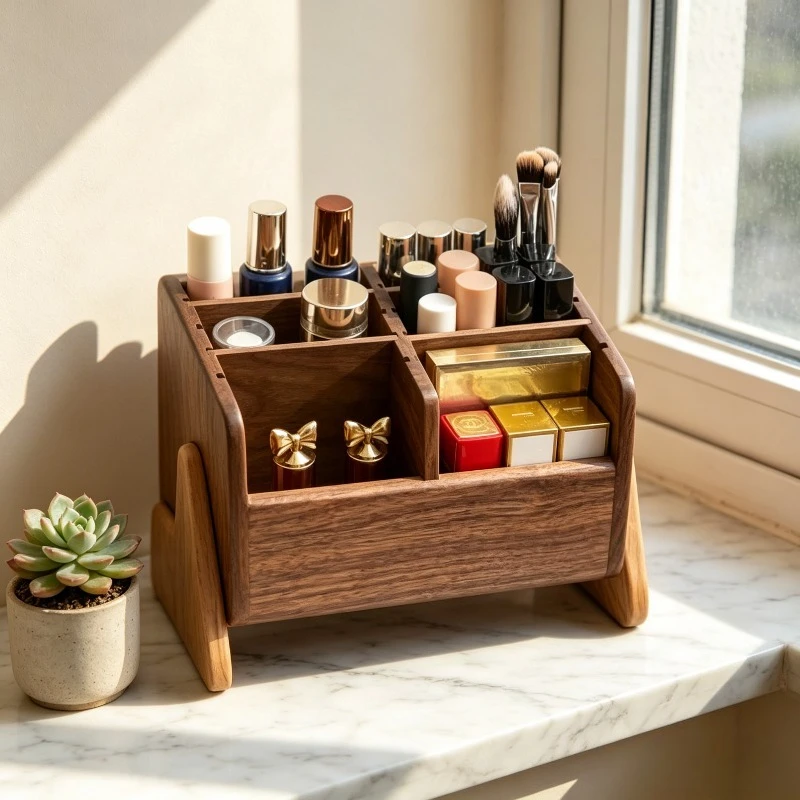 Rotatable Cosmetic Storage Box Desktop Vanity Organizer Large Capacity Makeup Brush Lipstick Eyeshadow Holder Shelf