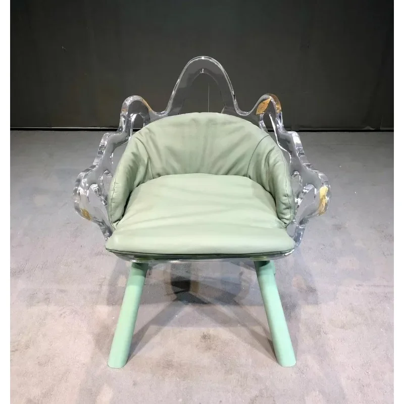 Modern light luxury soft decoration design crystal chair acrylic resin handicraft