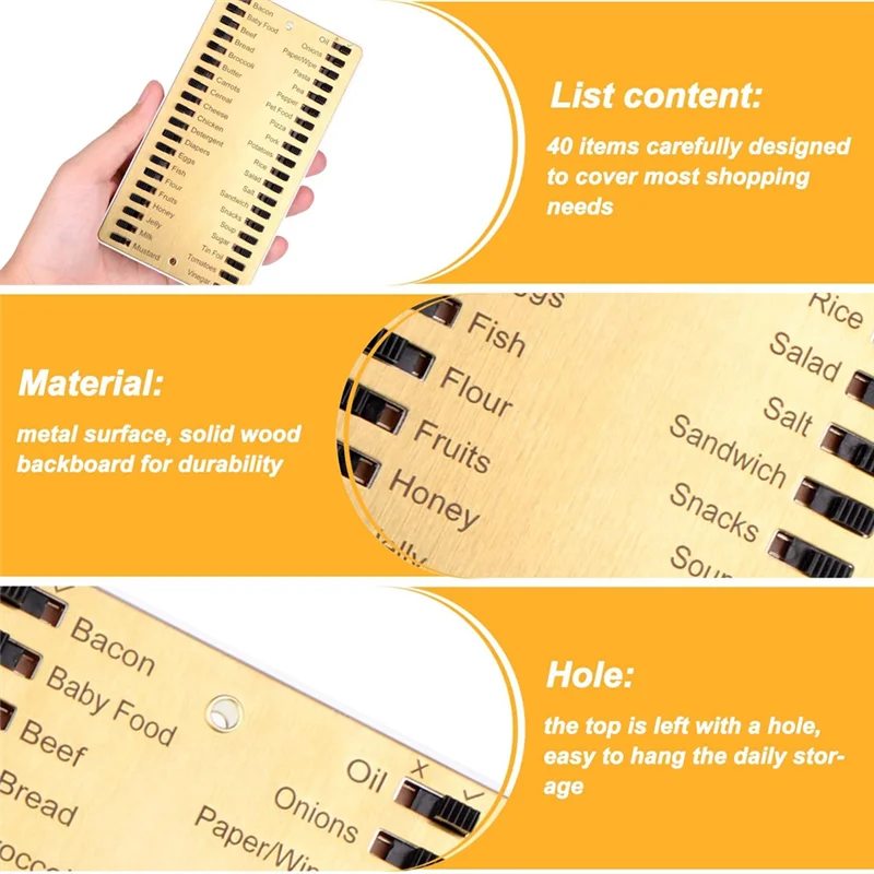 Metal Grocery List,Reusable Shopping List,Metal Sliding Shopping List Memory Reminder Board,Convenient Tools For Home Durable