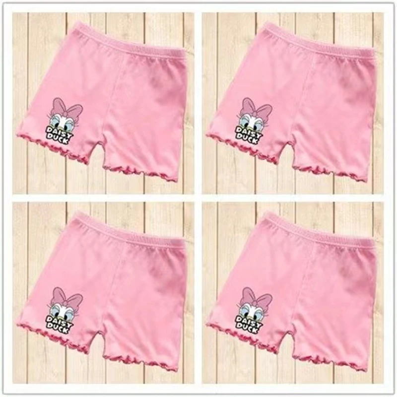 4 قطعة السراويل سلامة الفتيات الصيف الاطفال الكرتون ديزي بطة طباعة فتاة الملابس الداخلية الصلبة يغطي الرجل الملاكم موجز الأطفال الشاطئ بانت 1-12T #2