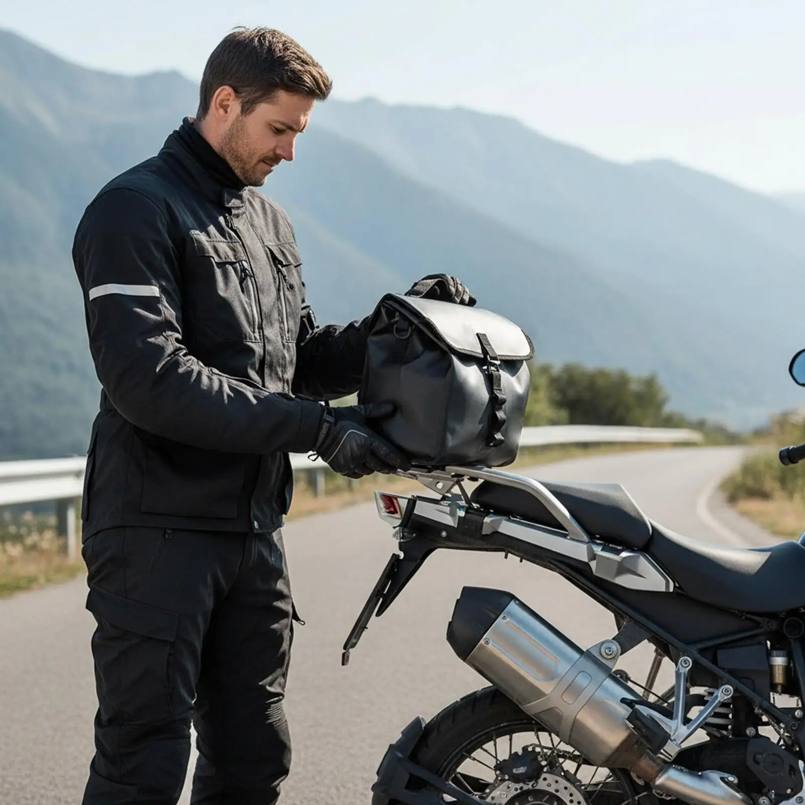 

Motorcycle Bags Adjustable Saddle Backpack Motorcycle Tool Rear Messenger Bag For Phone Card Drinks Bottle Key Camera Highway