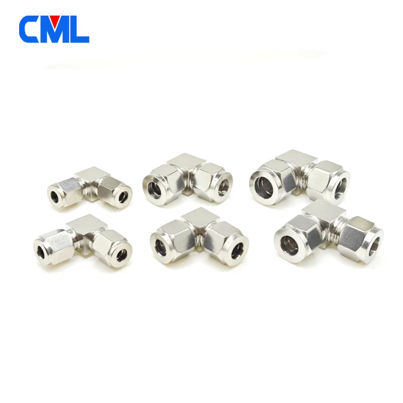 304 SS Stainless Steel Elbow Double Ferrule Tube Pipe Fittings Connector 1/8 1/4 3/8 1/2 3/4 6 8 10 12mm Pipe OD Metric Thread