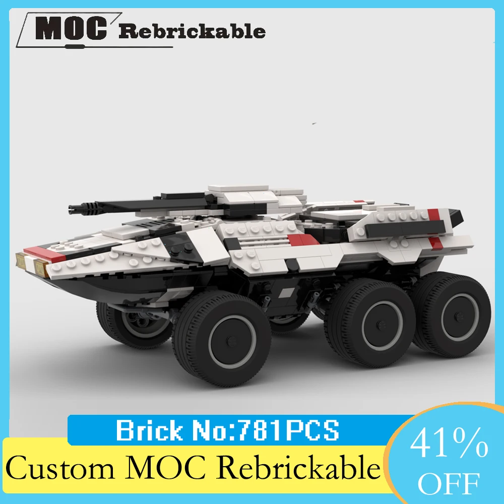 MOC Building Blocks M35 Mako Mass Effect Land Chariot War Tank Model Bricks Vehicle Car DIY Assemble Children Birthday Gift Toys