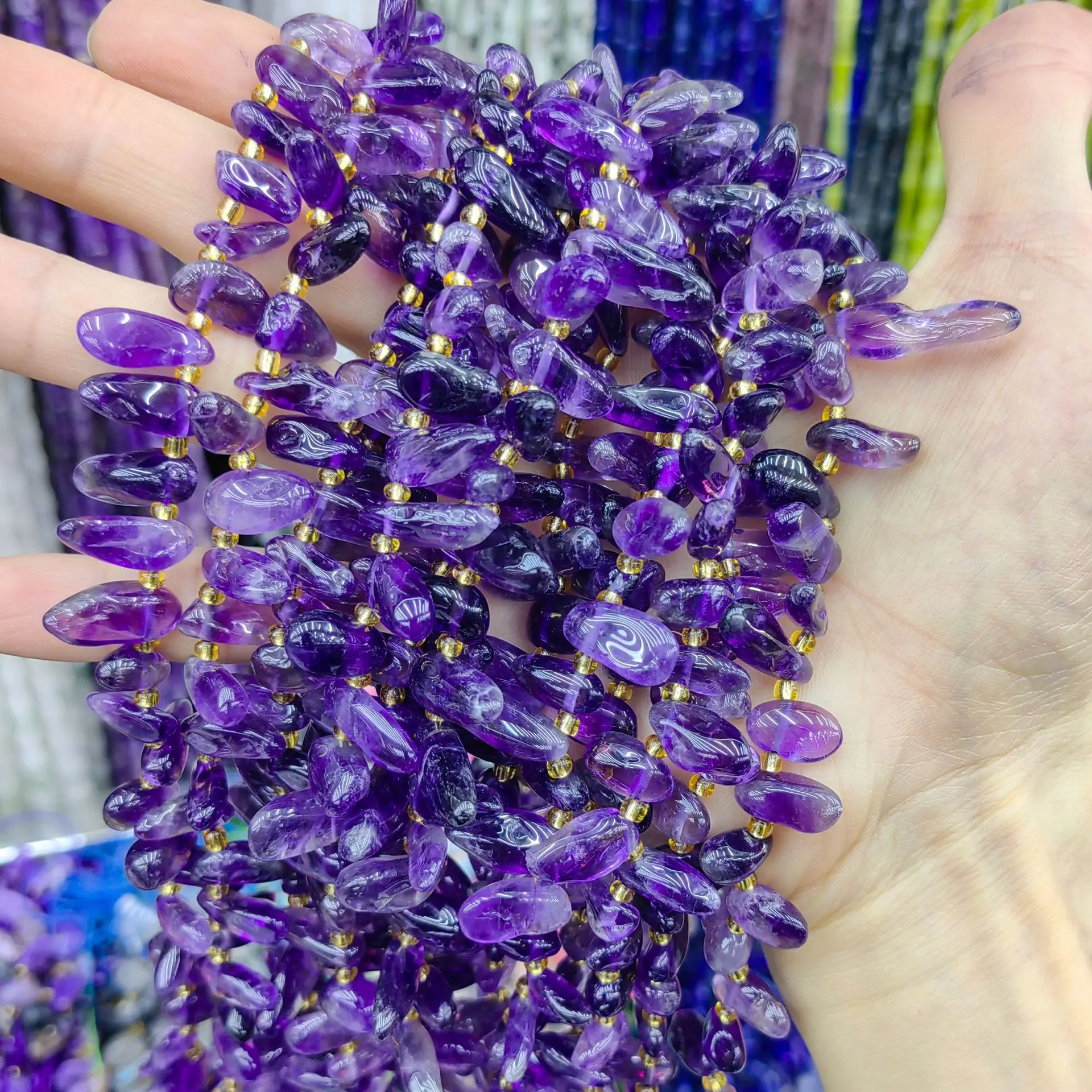 Natural Stone Crystal Gravel Unshaped Side Hole Heterosexual Loose Beads Work in Progress DIY Jewelry Loose Beads Wholesale