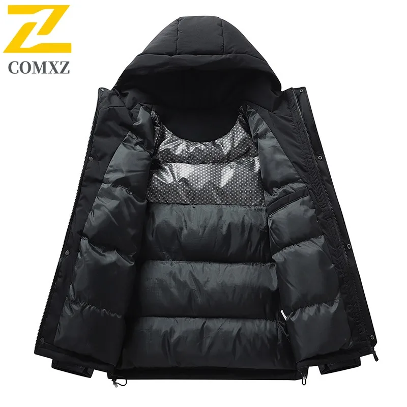 COMXZ 2025 Graphene Windbreaker Unisex Down Cotton Coat Streetwear Hooded Padded Jacket Windproof Waterproof Mountain Workwear