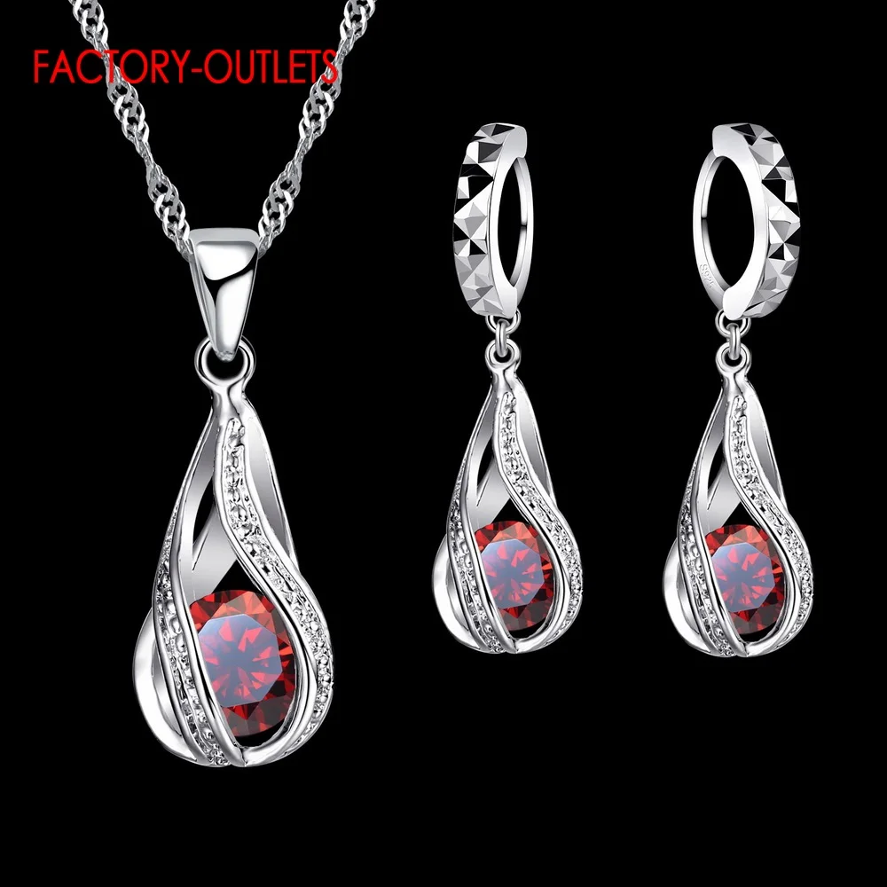 Genuine 925 Sterling Silver Bridal Jewelry Sets Romantic Style Round CZ Crystal Women Girls Engagement Anniversary Wholesale