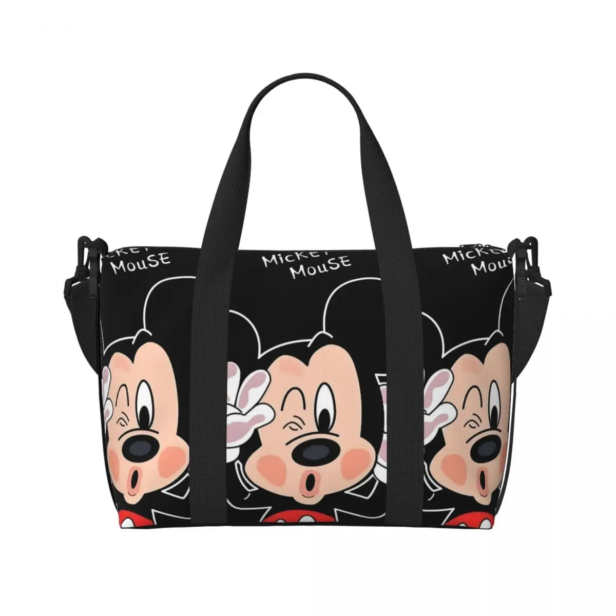 

Custom Mickey Mouse Beach Tote Bag for Women Extra Large Gym Carry On Cartoon Character Travel Shopping Bags