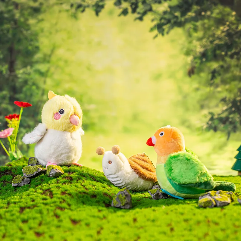 Neue Tier- und Insekten-Plüschanhänger, Papageien, Schmetterlinge, Bienen, Pferde, Kakerlaken, Schnecken, Plüschtier, Rucksack-Anhänger, Kinderspielzeug