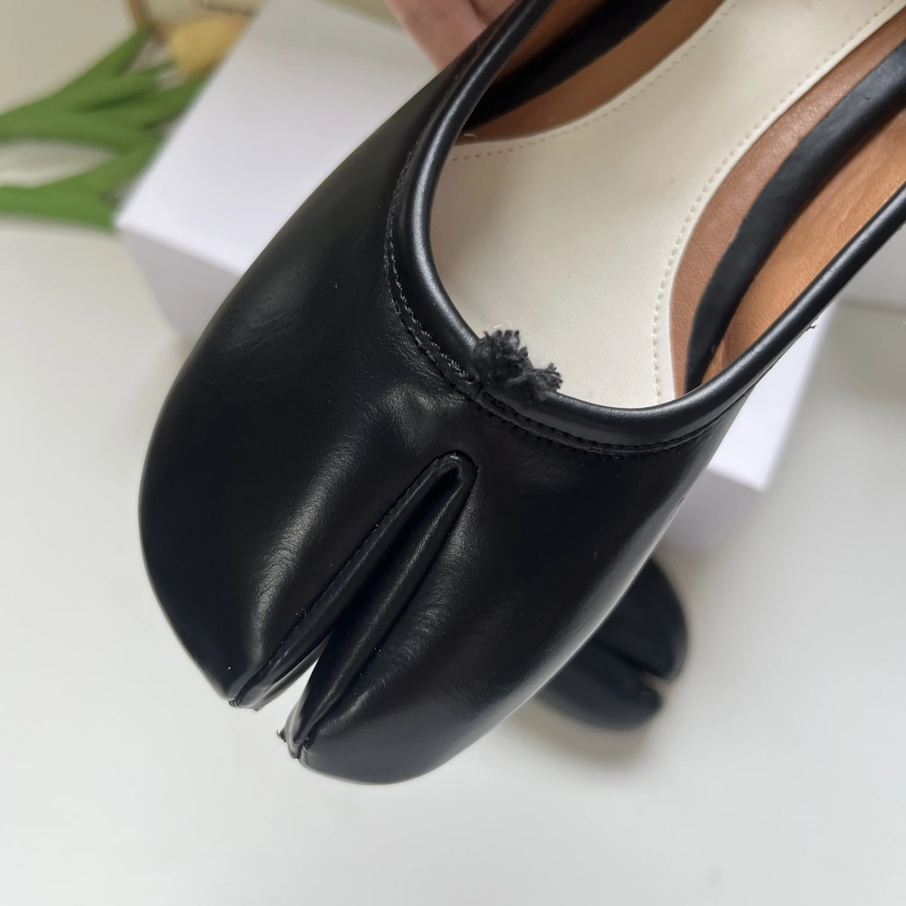 IPPEUM Tabis Shoes Black Ballets Flats Split Toe Women Mary Janes Tabi Plus Size 44 Dress Ballerina Zapato Mujer