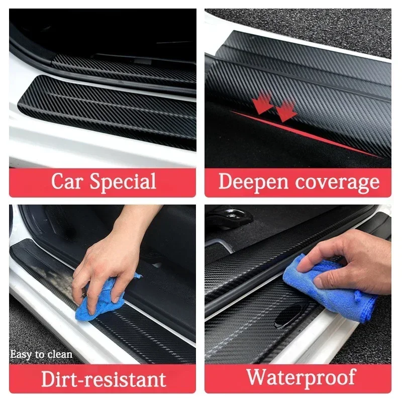 Car Decals Door Sill Trim Sticker for Volkswagen VW Amarok Badge Scuff Scratch Threshold Protective Film Trunk Bumper Strips