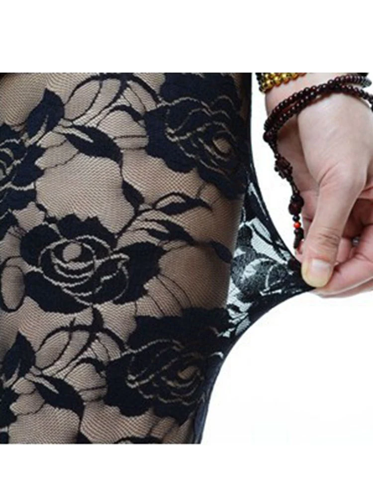 Lace Leggings Women Sexy High Waist Black Skinny Floral Stretch Workout Leggins Streetwear